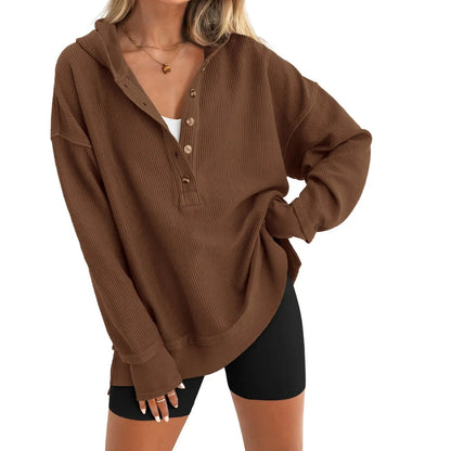 Damen Oversize Pullover mit V-Ausschnitt, Langarm und Seitenschlitzen – Lässiges Sweatshirt für Herbst